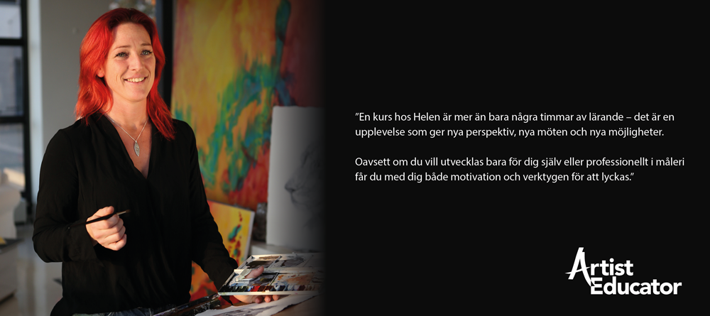 Artist Educator Helen AHA håller akvarellkurs, akrylkurs, teckningskurs och driver verksamhet som konstskola. Artist Educator - Helen AHA - undervisar i akvarell, akryl, hållbar konst och teckning. Akvarellkurs, akrylkurs, konstskola